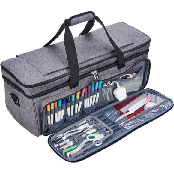 Double Layer Carrying Case with Mat Pocket for Cricut Maker 3, Explore 3 - Picture 4 of 8